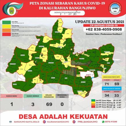 Update Peta Zonasi Sebaran Covid19 tanggal 22 Agustus 2021