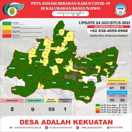 Update Peta Zonasi Sebaran Covid19 tgl 24 Agustus 2021