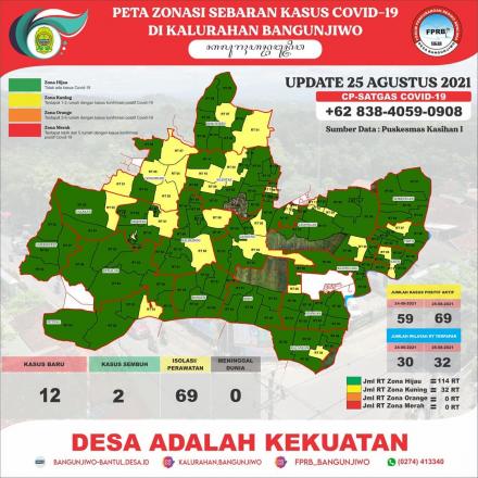 Update Peta Zonasi Sebaran Covid19 tanggal 25 Agustus 2021