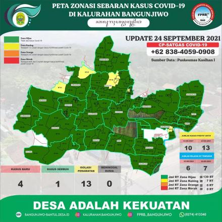 Update Peta Zonasi Sebaran Covid19 tanggal 24 September 2021
