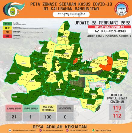 Update Peta Zonasi Sebaran Covid19 22 Februari 2022