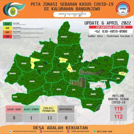Update Peta Zonasi Sebaran Covid19 tangggal 6 April 2022