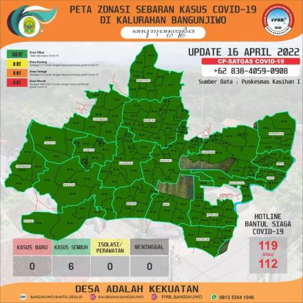 Update Peta Zonasi Sebaran Covid19 tanggal 16 April 2022