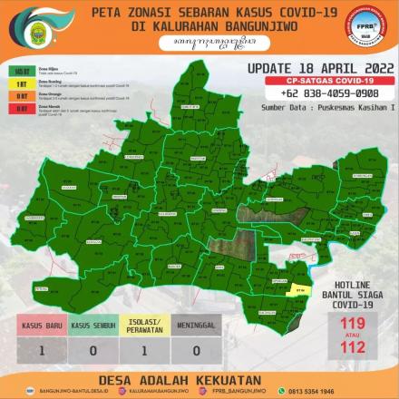 Update Peta Zonasi Sebaran Covid19 tanggal 18 April 2022