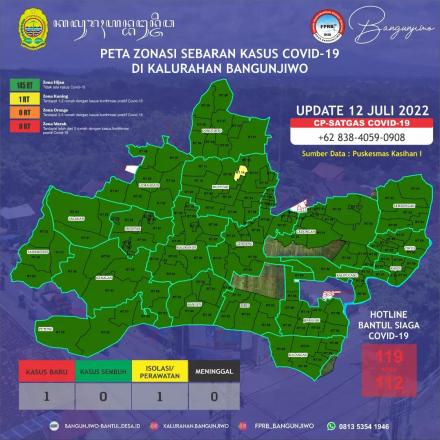 Update Peta Zonasi Sebaran Covid19 12 Juli 2022
