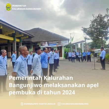 Pemerintah Kalurahan Bangunjiwo melaksanakan kegiatan Apel perdana di Tahun 2024
