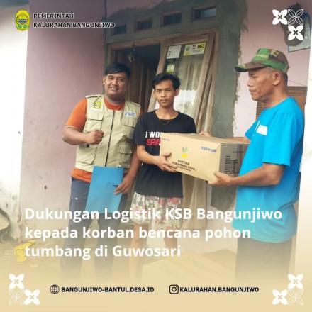KSB Kalurahan Bangunjiwo mendistribusikan bantuan logistik untuk korban bencana Badai Anggrek