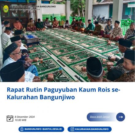 Kegiatan rapat rutin kaum rois se-Kalurahan Bangunjiwo