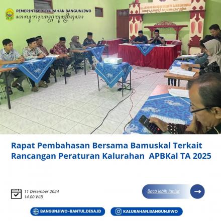 Rapat Pembahasan Raperkal APBKal TA 2025 bersama Bamuskal