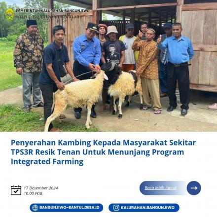 Lurah Bangunjiwo serahkan bantuan ternak kambing untuk kegiatan Integrated Farming di Kawasan TPS3R