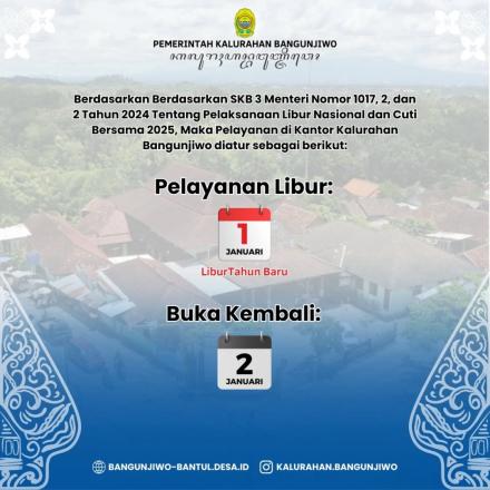 Informasi Libur Tahun Baru Tahun 2025