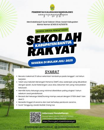 Informasi Sekolah Rakyat Kabupaten Bantul