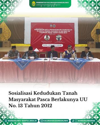 Penyuluhan Hukum Kedudukan Tanah Masyarakat Pasca UU No 13 Tahun 2012 tentang Keistimewaan  DIY