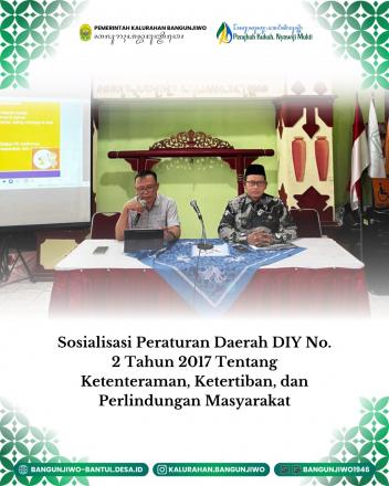 Sosialisasi Perda DIY Nomor 2 Tahun 2017 tentang Trantibunlinmas