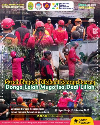 Relawan FPRB dukung pengkondisian pohon tumbang di Ngestiharjo