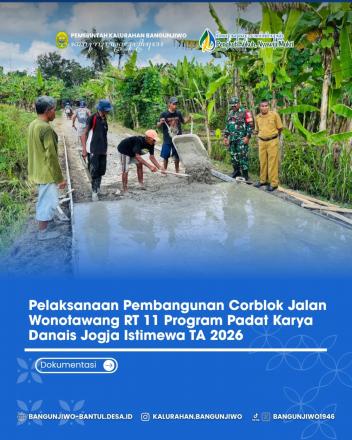 Pembangunan Corblok Jalan Wonotawang Program Padat Karya Jogja Istimewa