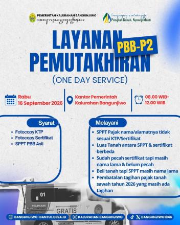 Pelayanan Pemutakhiran PBB-P2 (One Day Service)